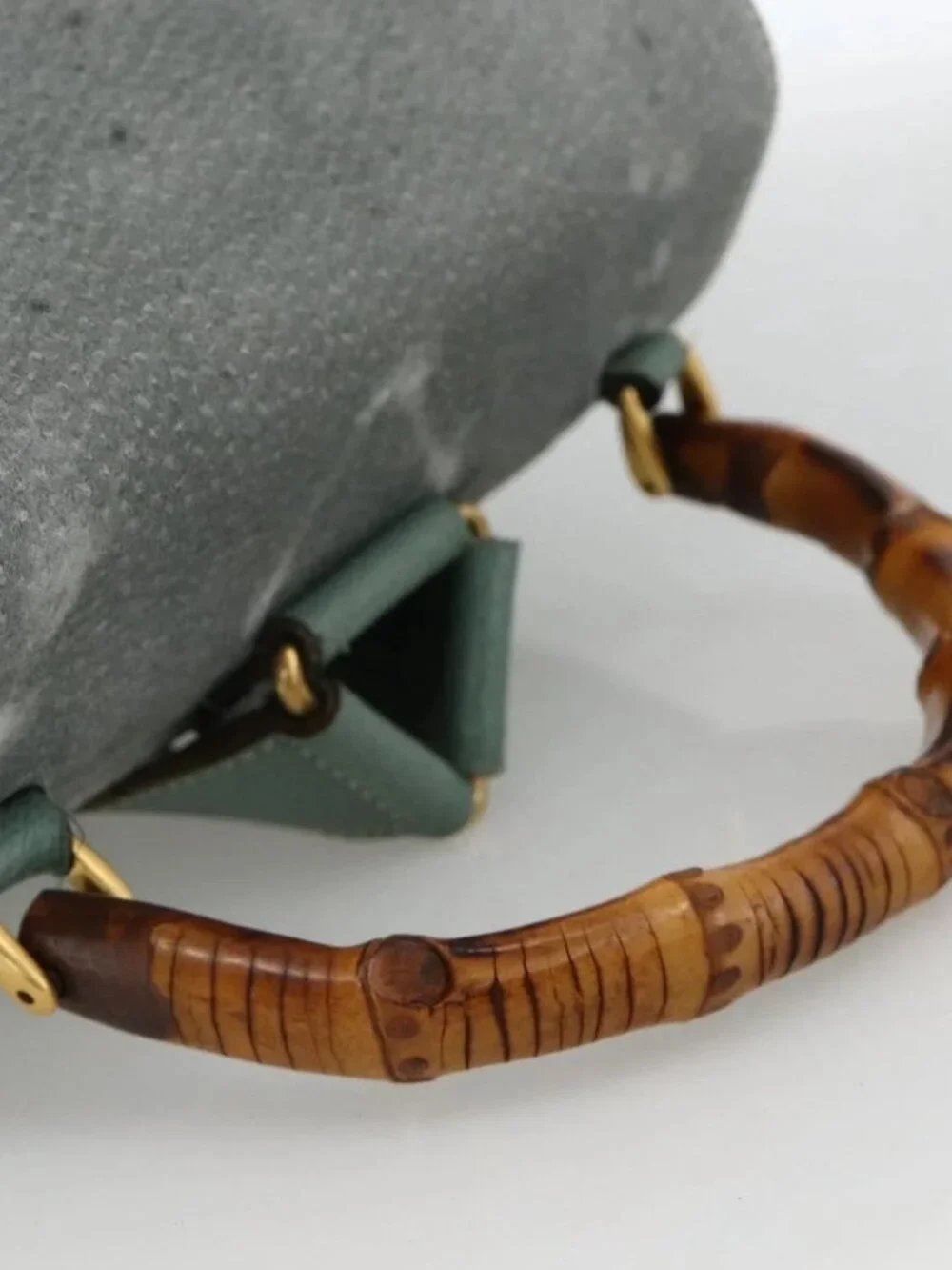 GUCCI Bamboo Backpack Suede Green Gold 003 2058 0016 Auth YKZ1452